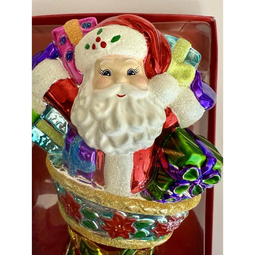 Vintage Christopher Radko 2004 ‎ Santa Claus in Stocking Trinket Candy Dish NIB
